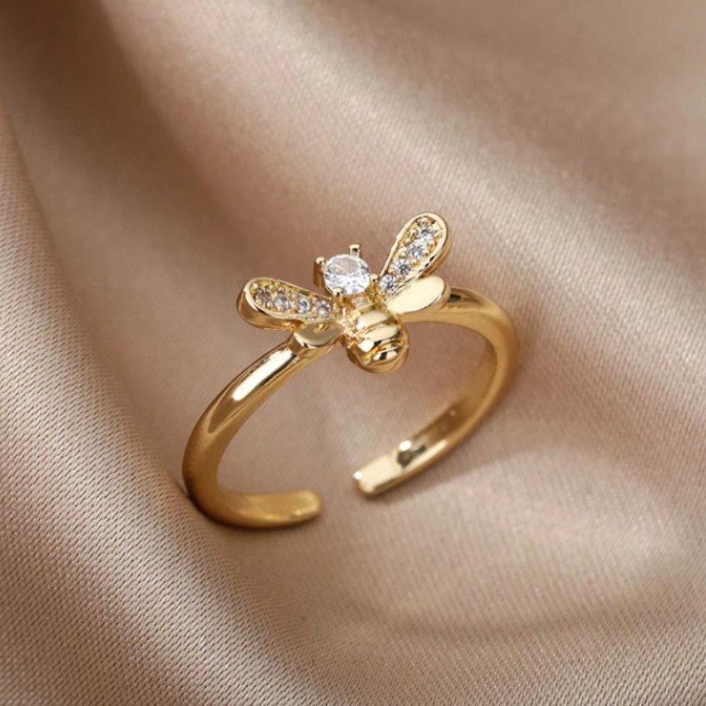 NEW Stainless Steel Cubic Zirconia Bee Rings